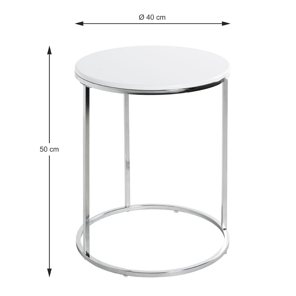Berwyn High Gloss End Table With Chrome Frame In White