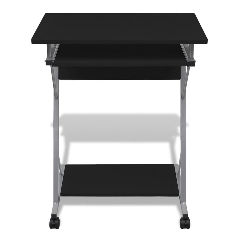 Berwyn Wooden Laptop Desk With 2 Shelves In Black