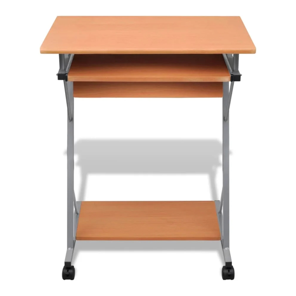 Berwyn Wooden Laptop Desk With 2 Shelves In Brown