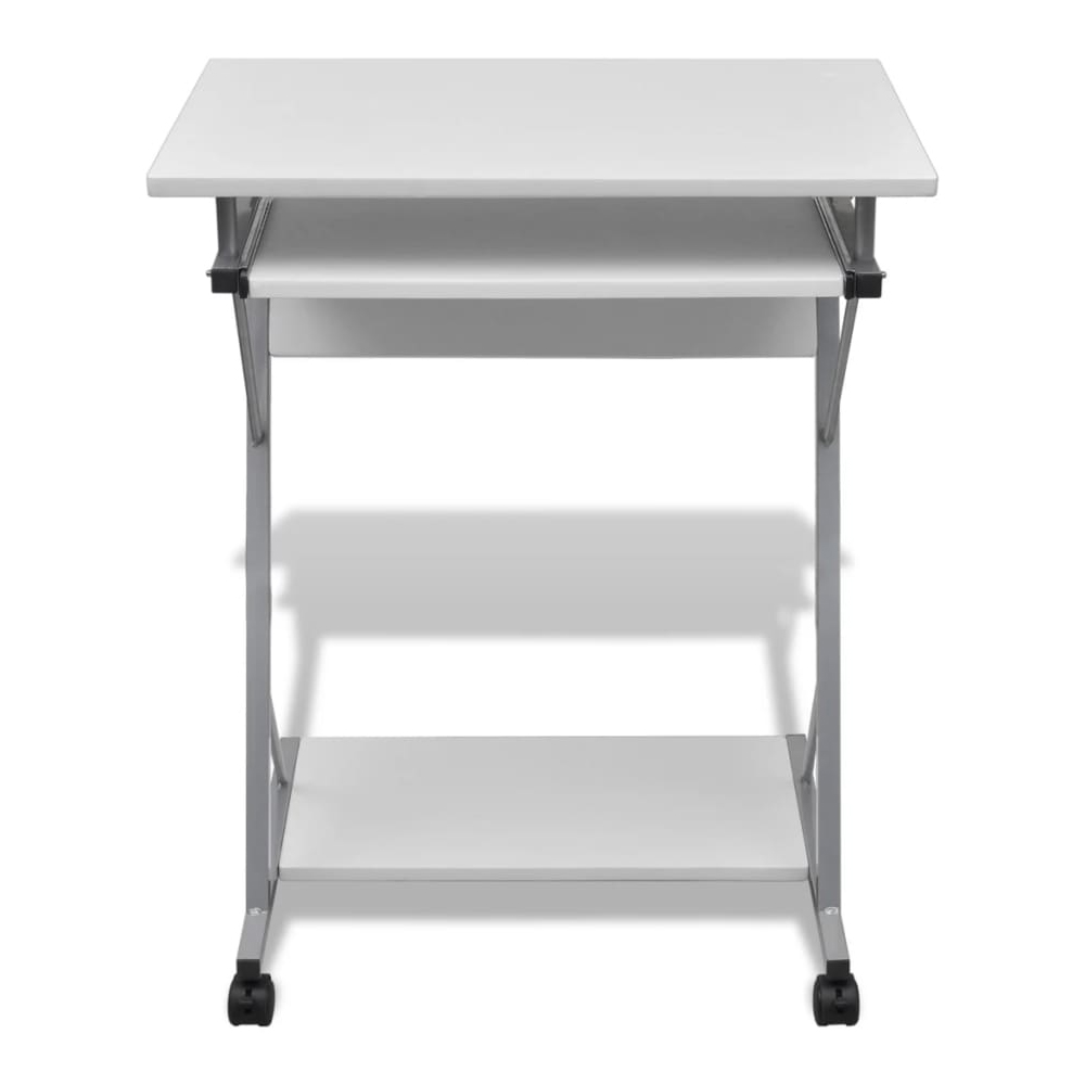 Berwyn Wooden Laptop Desk With 2 Shelves In White