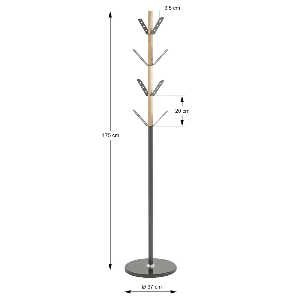 Bessemer Metal Coat Stand With Marble Base In Anthracite Natural