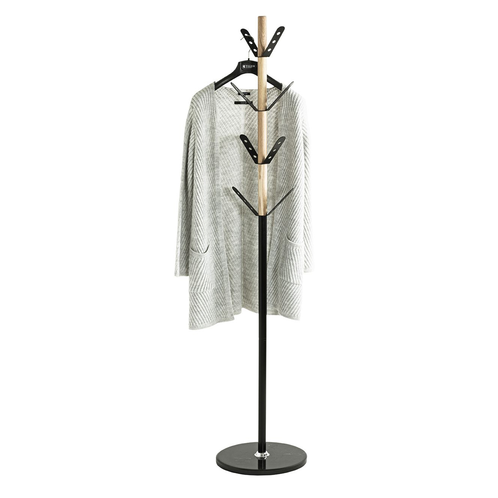 Bessemer Metal Coat Stand With Marble Base In Black Natural