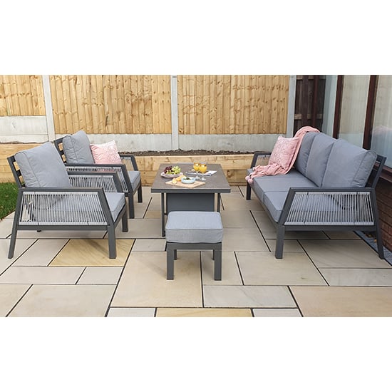 Read more about Bessie 7 seater sofa set with gas lift table in grey