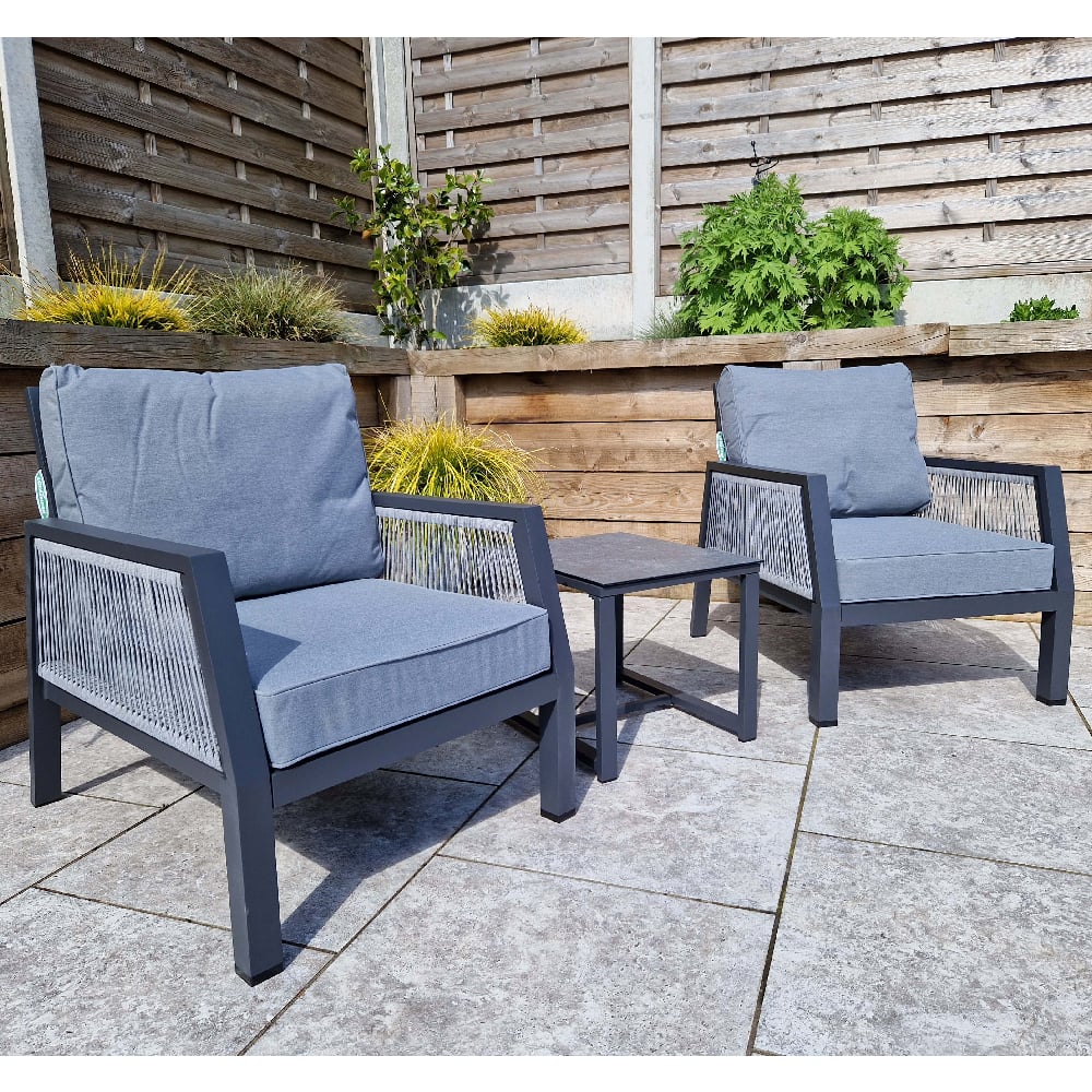 Product photograph of Bessie Aluminium Garden 3 Piece Lounger Set With Cusions In Grey from Furniture in Fashion