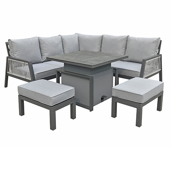 Photo of Bessie corner sofa set with lift table and 2 benches in grey