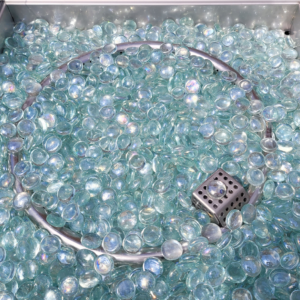 Bessie Glass Top U Shaped Garden Seating Set With Fire Pit In Grey