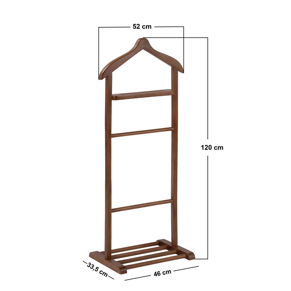 Beta Beech Wood Valet Stand in Walnut