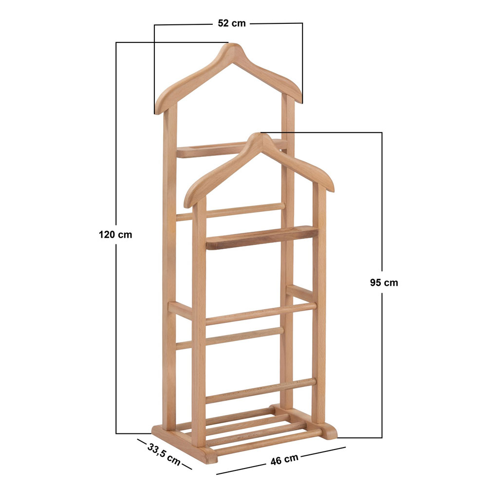 Beta Beech Wood Double Valet Stand in Natural