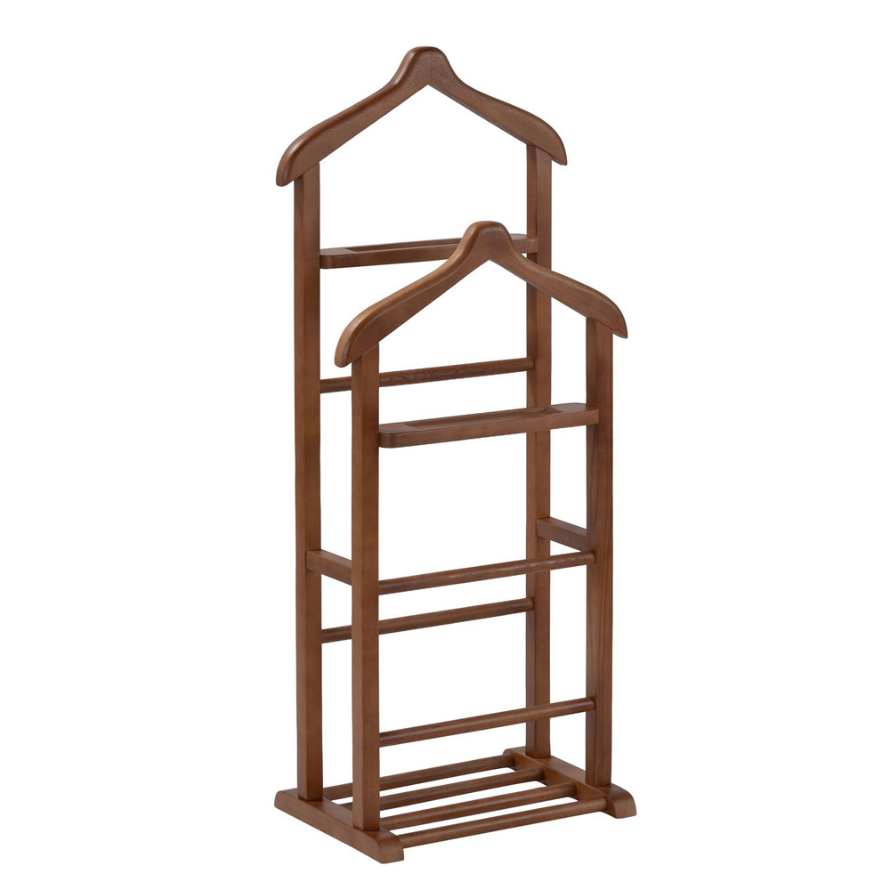 Beta Beech Wood Double Valet Stand in Walnut