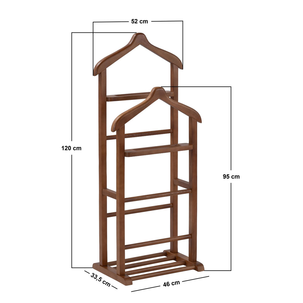 Beta Beech Wood Double Valet Stand in Walnut