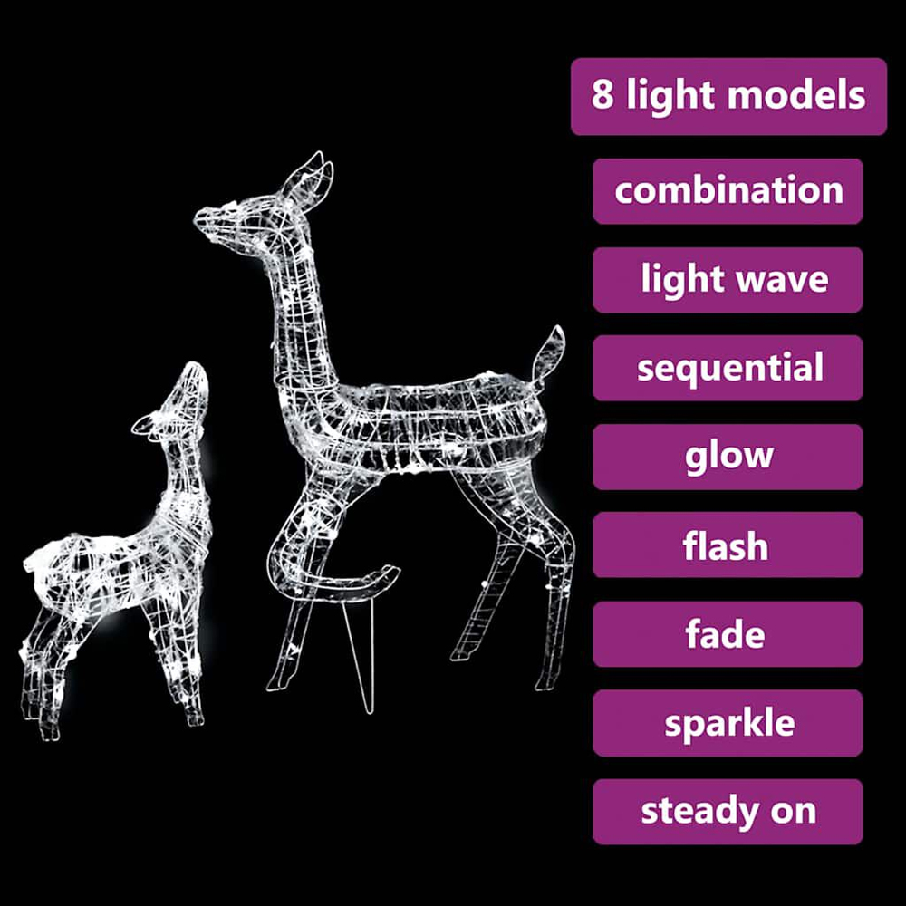 Bethany 160 LED Acrylic Christmas Family Reindeer - Cold White