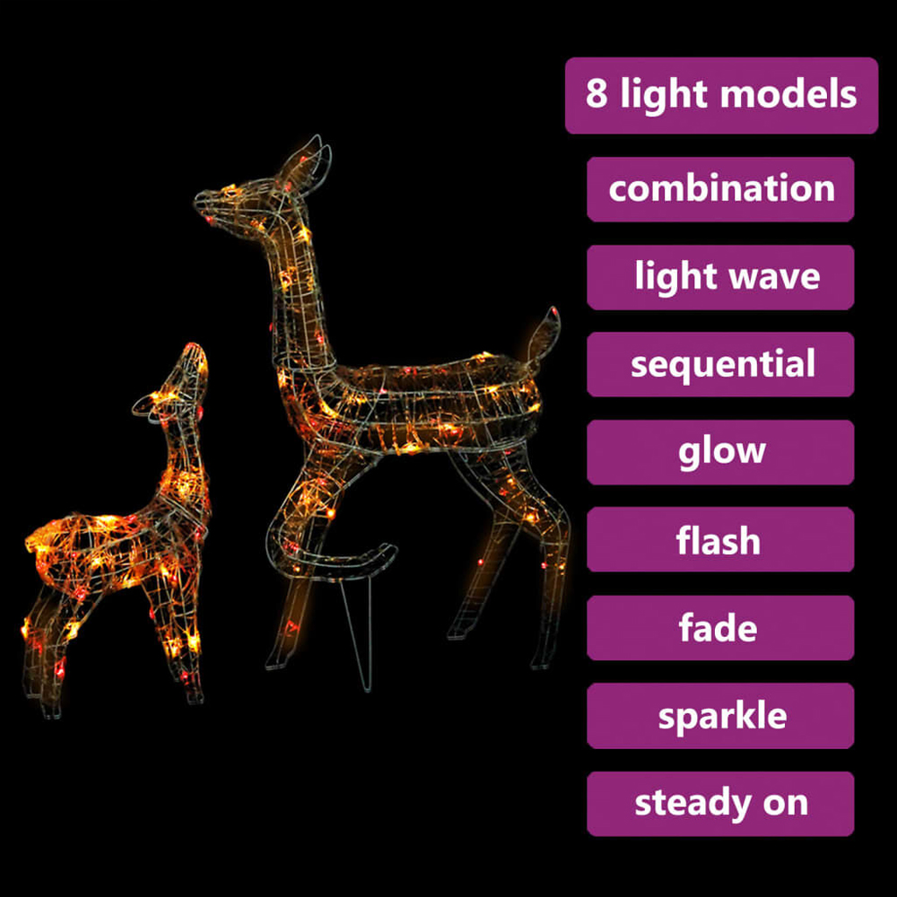 Bethany 160 LED Acrylic Christmas Family Reindeer - Colourful