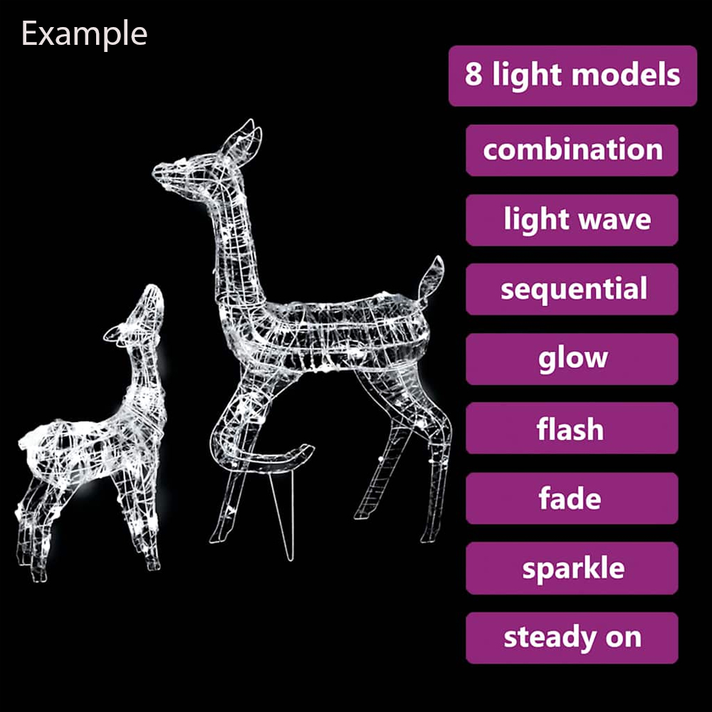Bethany 160 LED Acrylic Christmas Family Reindeer - Warm White