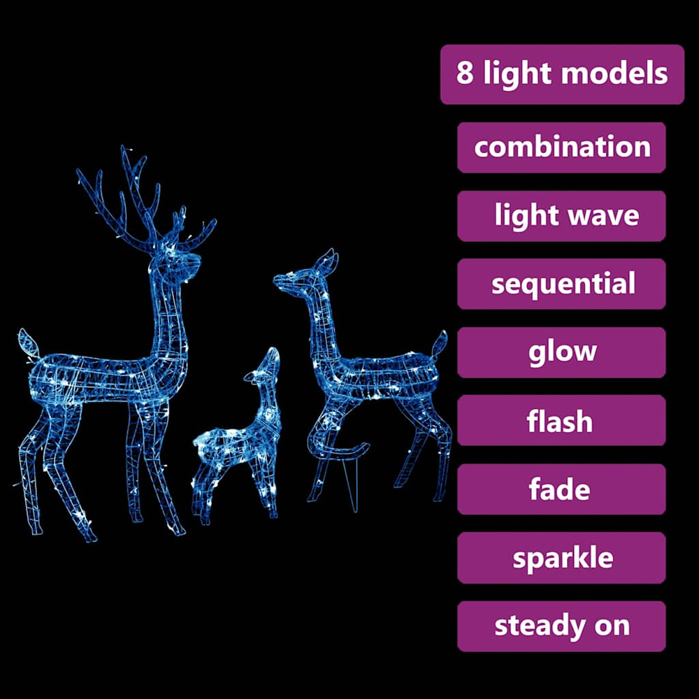 Bethany 300 LED Acrylic Christmas Family Reindeer - Blue