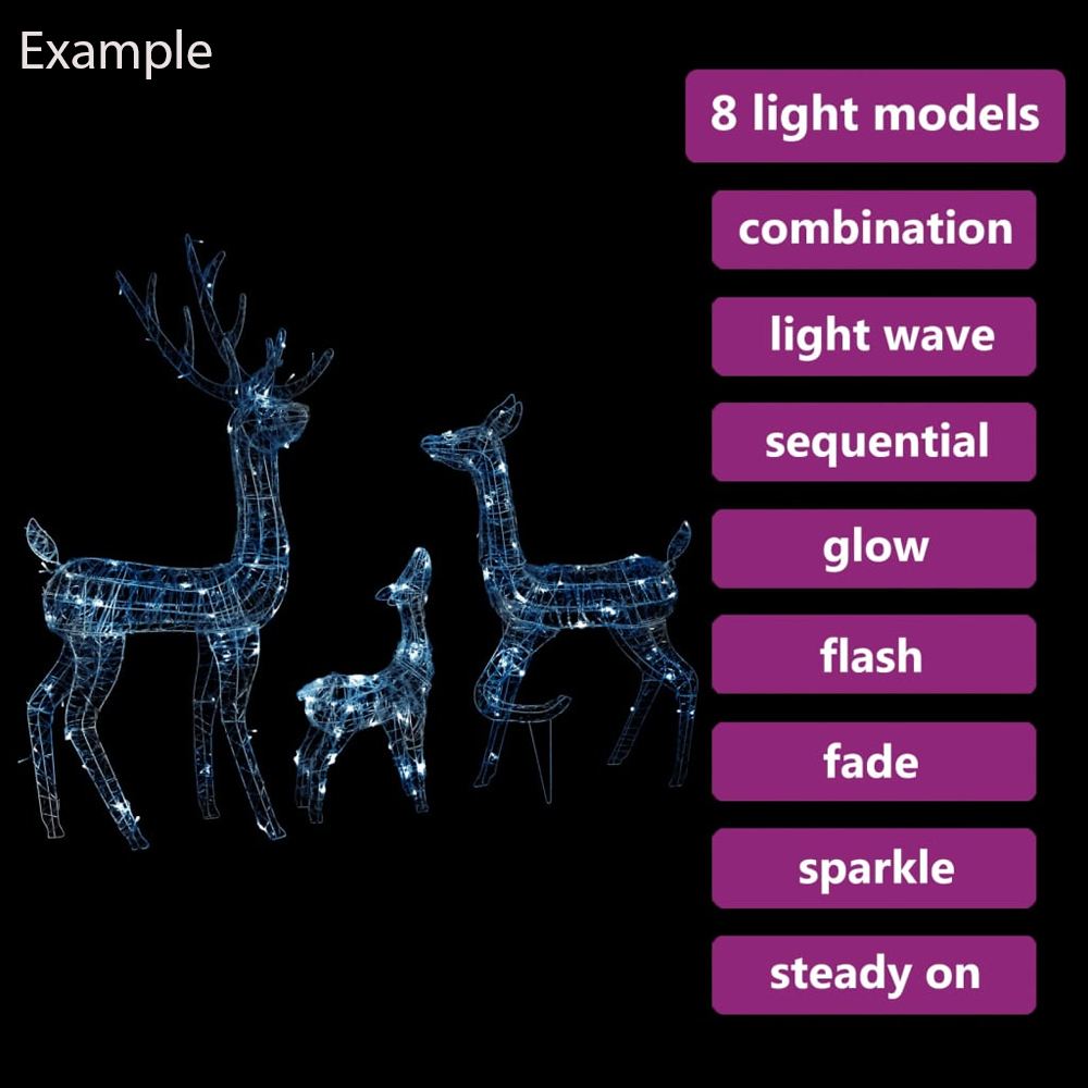 Bethany 300 LED Acrylic Christmas Family Reindeer - Warm White