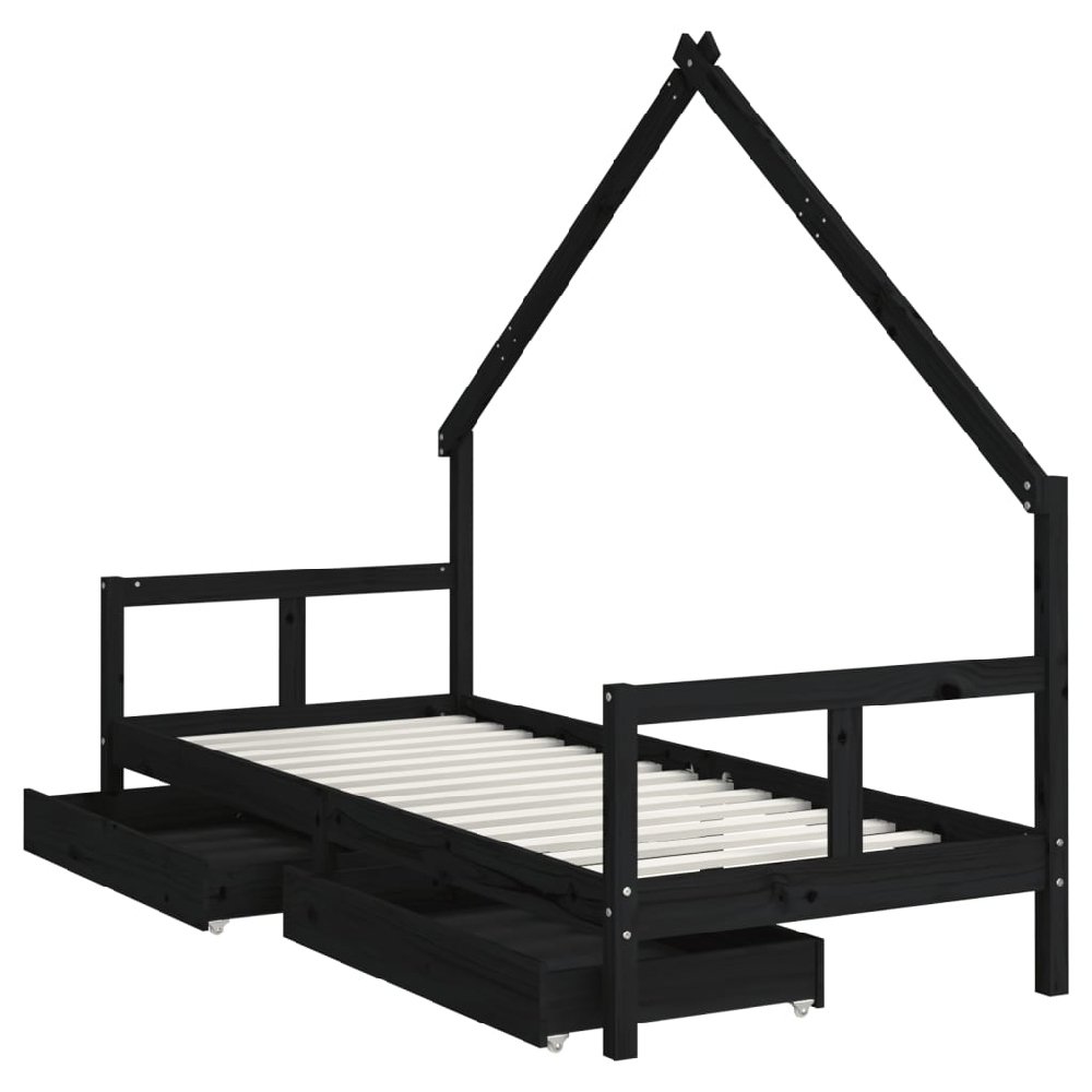 Bethel 80x200cm Wooden Children Daybed In Black