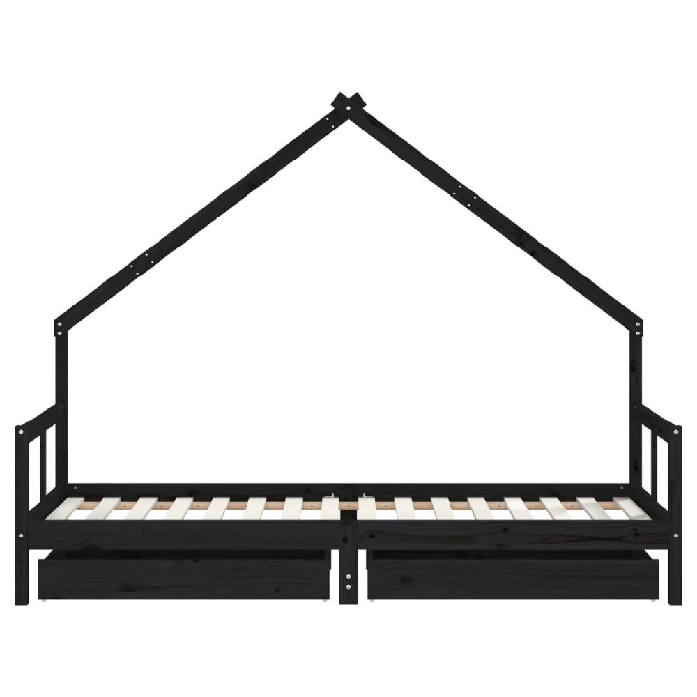 Bethel 80x200cm Wooden Children Daybed In Black