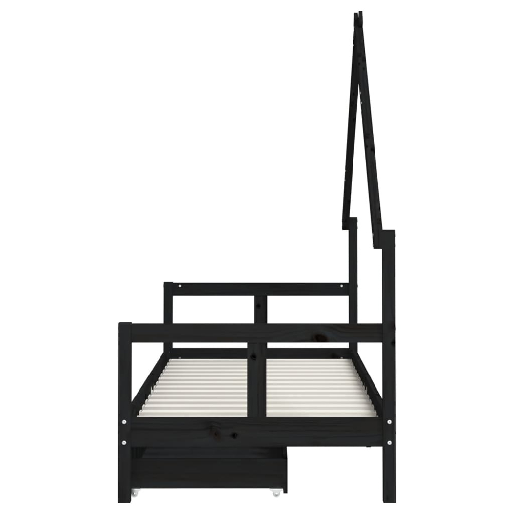 Bethel 80x200cm Wooden Children Daybed In Black