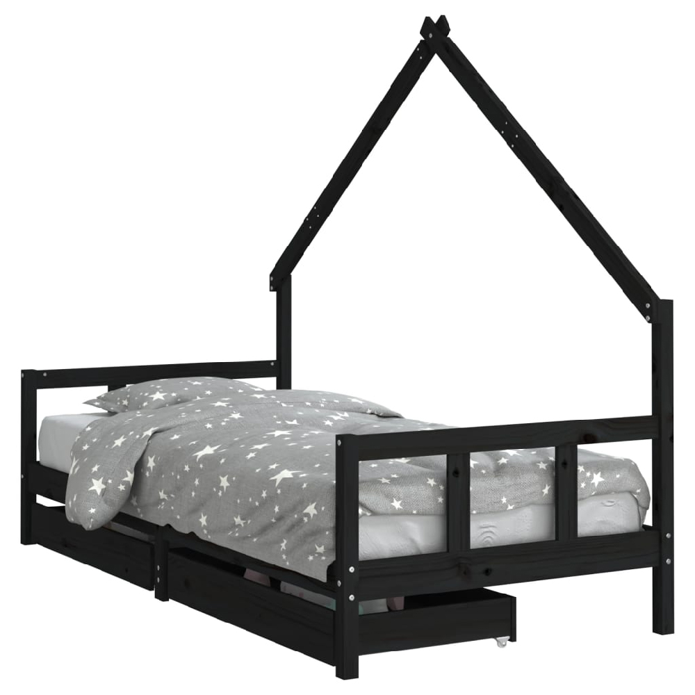 Bethel 90x200cm Wooden Children Daybed In Black