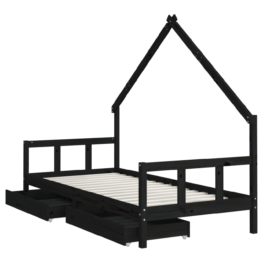 Bethel 90x200cm Wooden Children Daybed In Black