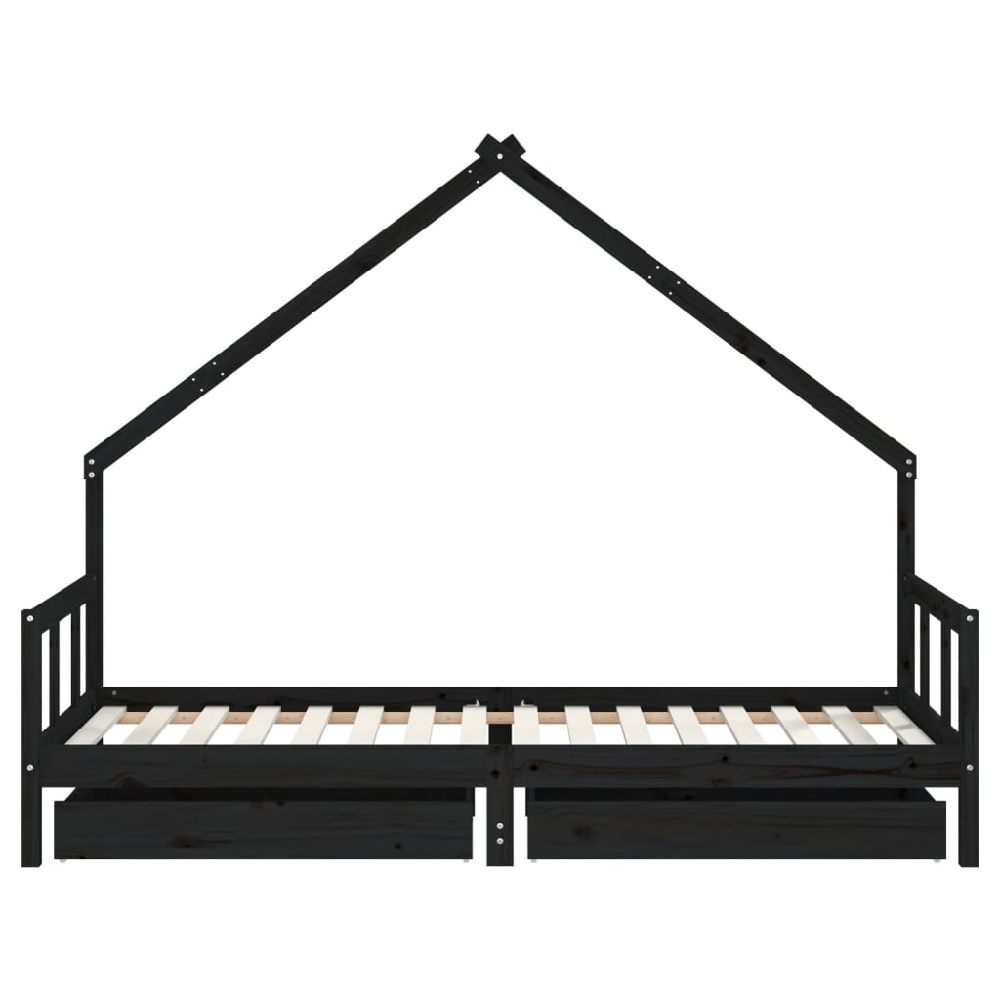 Bethel 90x200cm Wooden Children Daybed In Black