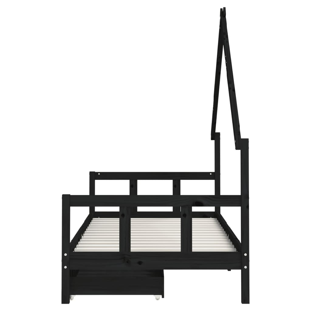 Bethel 90x200cm Wooden Children Daybed In Black
