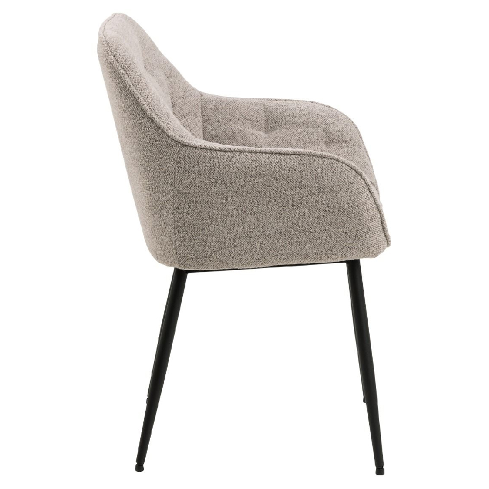 Bethel Beige Fabric Dining Chairs With Arms In Pair