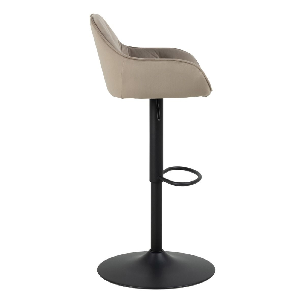 Bethel Beige Velvet Bar Stools With Black Base In Pair