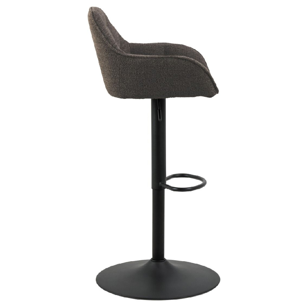 Bethel Taupe Fabric Bar Stools With Black Base In Pair
