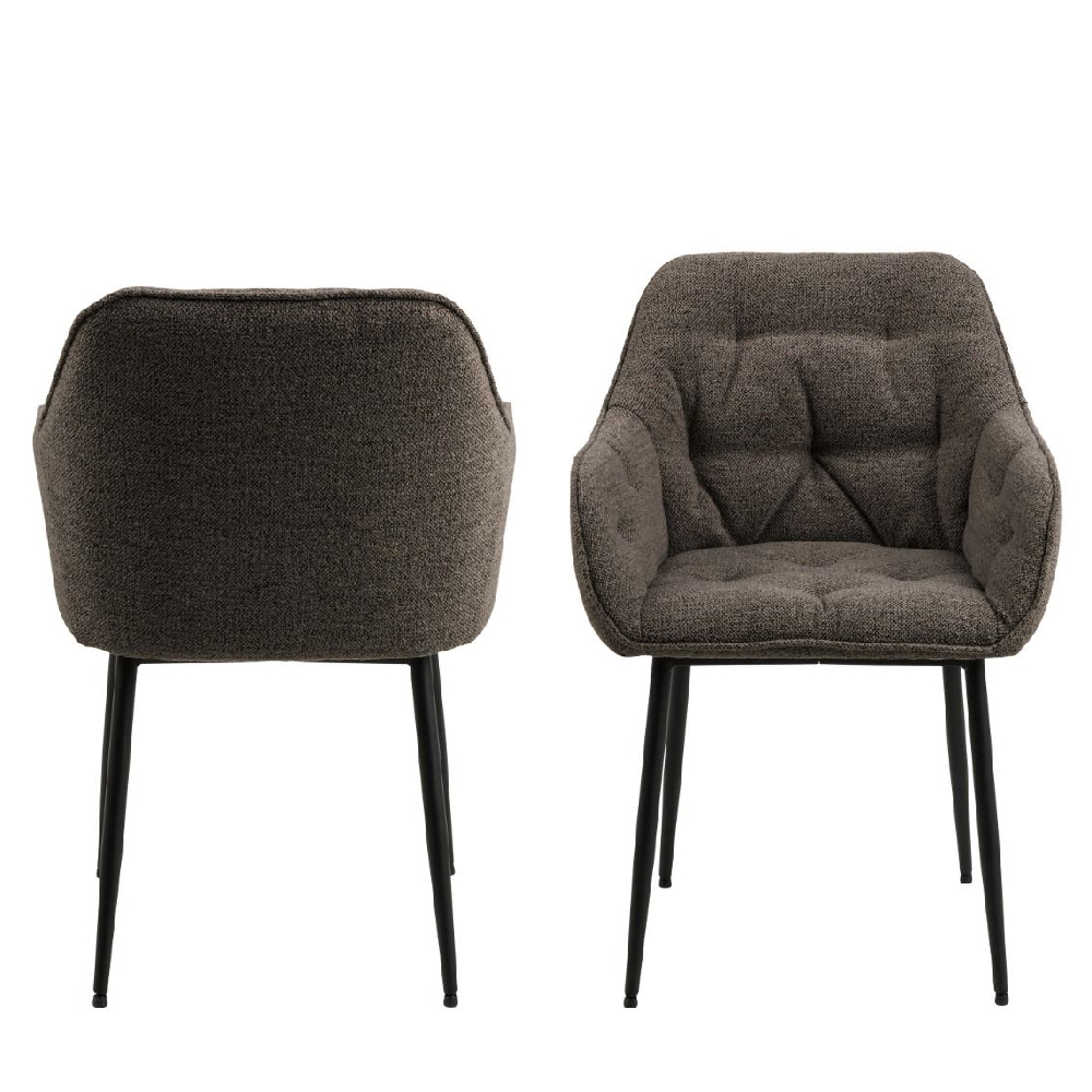 Bethel Taupe Fabric Dining Chairs With Arms In Pair