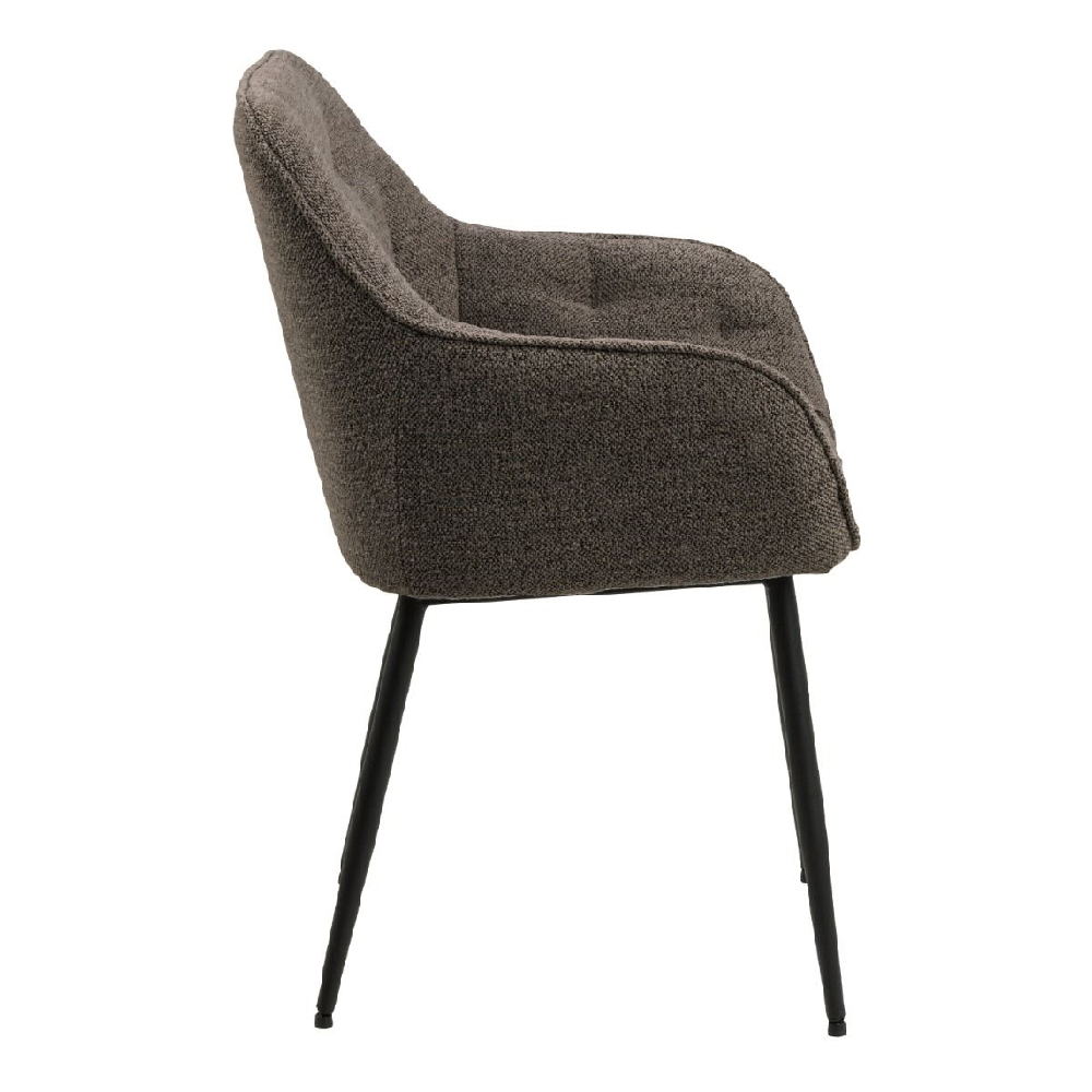 Bethel Taupe Fabric Dining Chairs With Arms In Pair