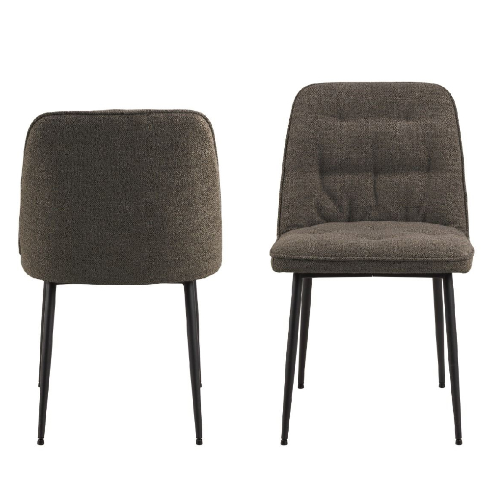 Bethel Taupe Fabric Dining Chairs With Black Legs In Pair