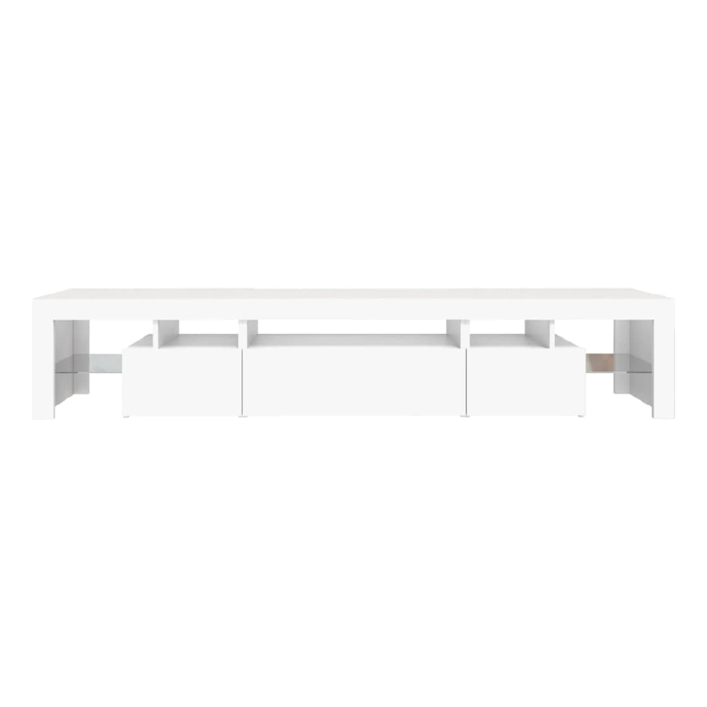 Bethel Wooden TV Stand In White With LED Lights