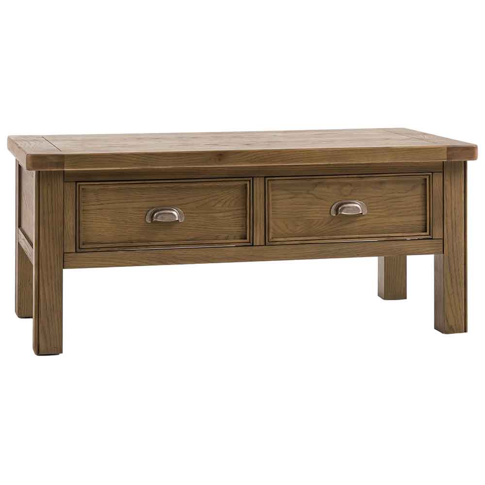 Bethesda Wooden Coffee Table With 2 Drawers In Natural