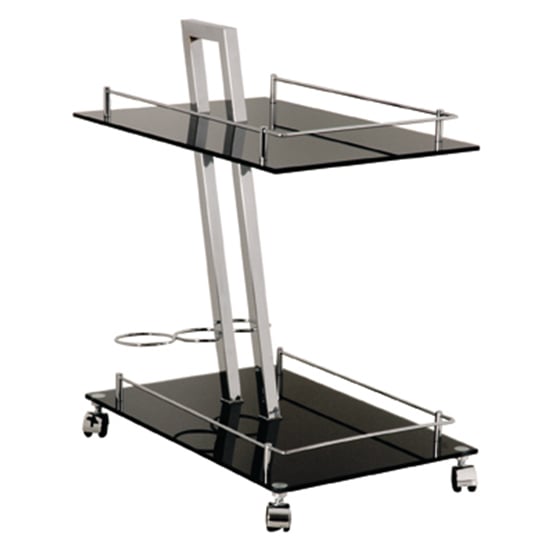 Bethesda Glass 2 Shelves Serving Trolley In Black