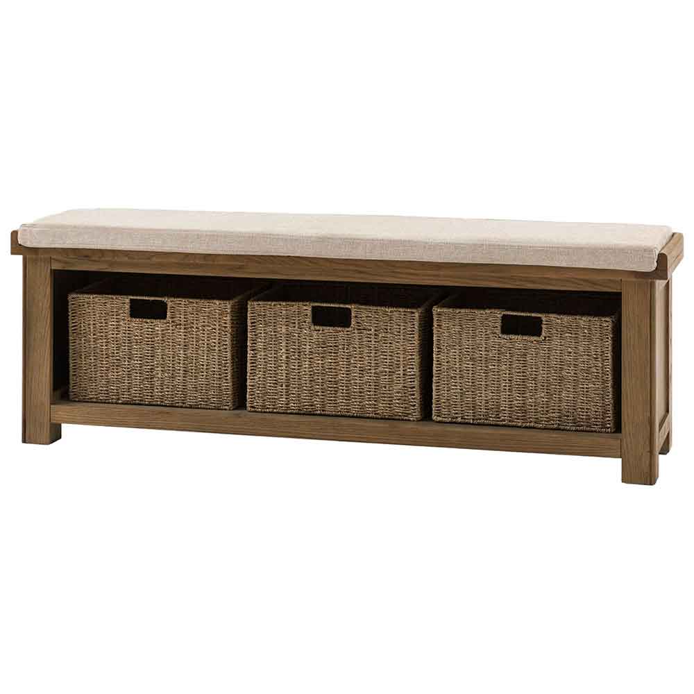 Bethesda Wooden Hallway Seating Bench With Fabric Seat In Natural