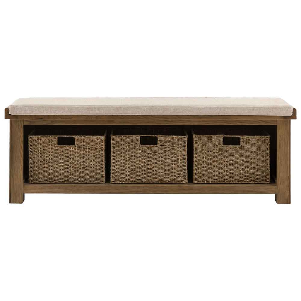 Bethesda Wooden Hallway Seating Bench With Fabric Seat In Natural