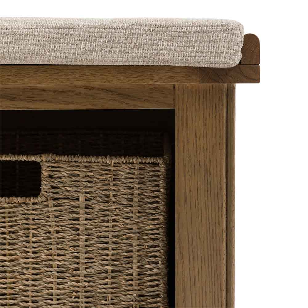 Bethesda Wooden Hallway Seating Bench With Fabric Seat In Natural