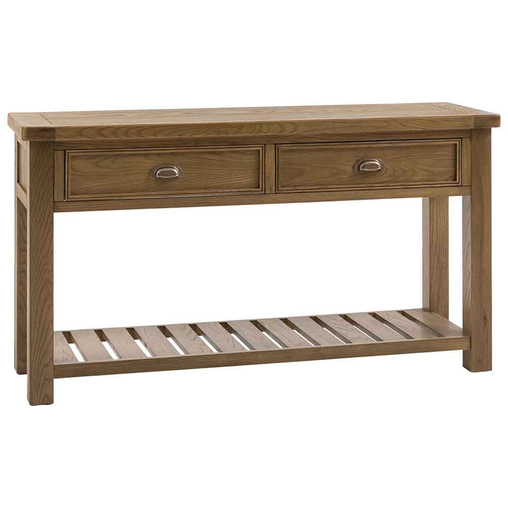 Bethesda Large Wooden Console Table With 2 Drawers in Natural
