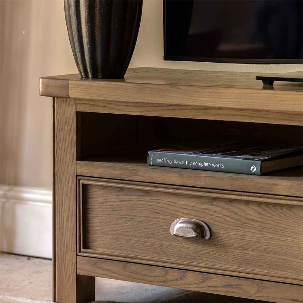 Bethesda Wooden TV Stand With 2 Drawers In Natural