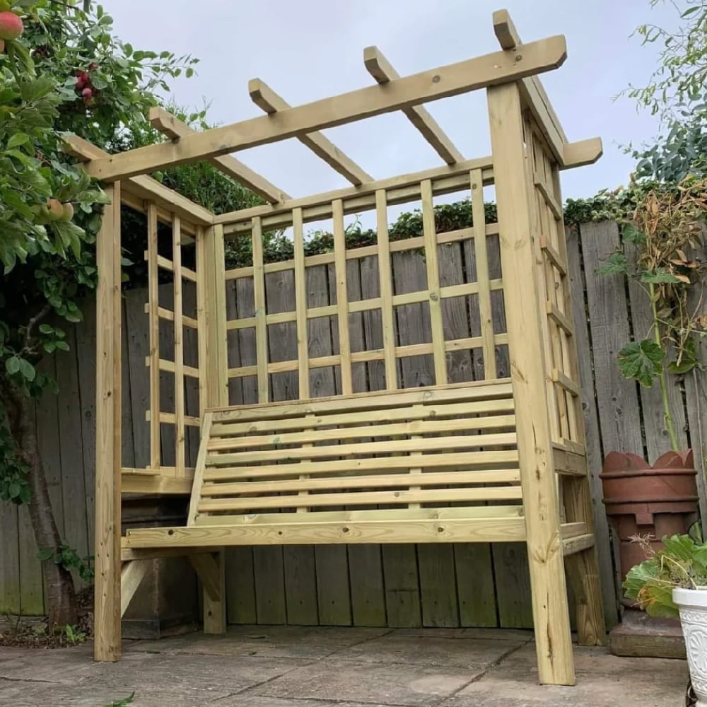 Betovan Large Wooden Garden Seating Shelter In Natural