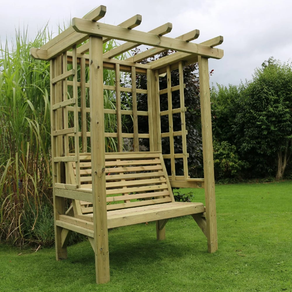 Betovan Small Wooden Garden Seating Shelter In Natural