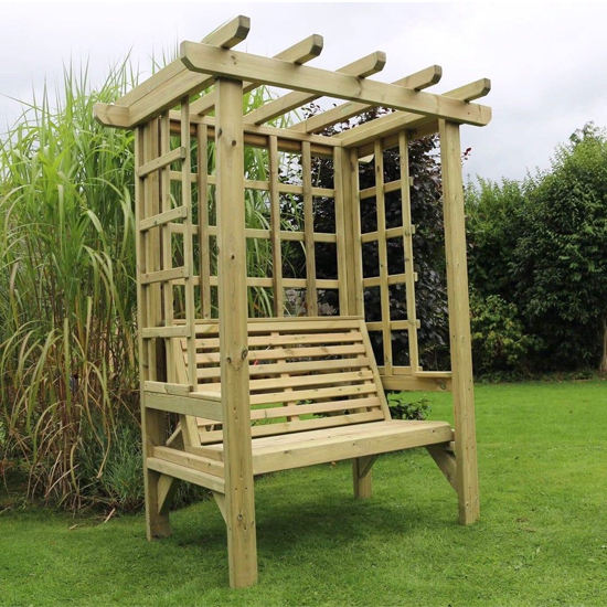 Read more about Betovan small wooden garden seating shelter in natural