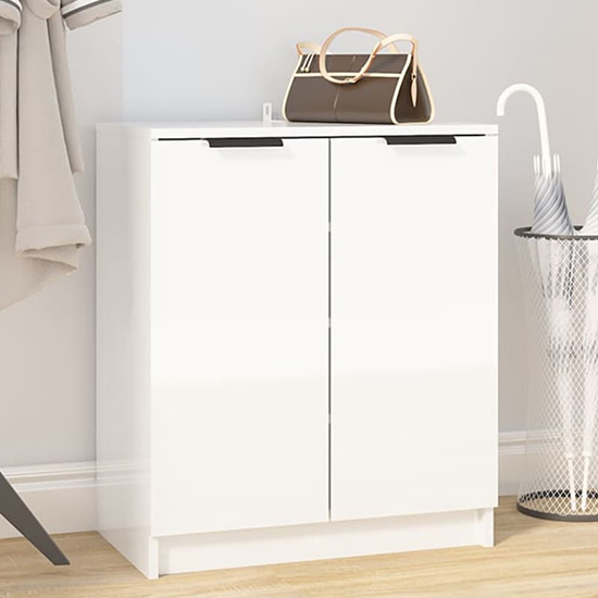 Betsi High Gloss Shoe Storage Cabinet With 2 Doors In White