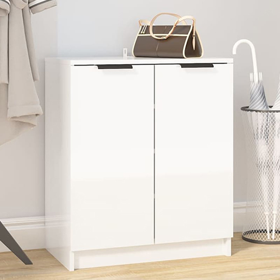 Read more about Betsi high gloss shoe storage cabinet with 2 doors in white