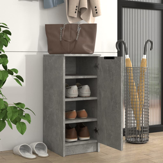 Betsi Wooden Shoe Storage Cabinet With 1 Door In Concrete Effect