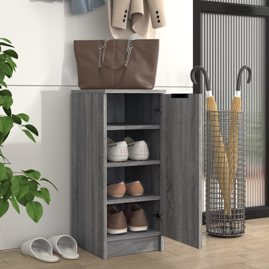 Betsi Wooden Shoe Storage Cabinet With 1 Door In Grey Sonoma Oak