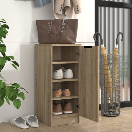 Betsi Wooden Shoe Storage Cabinet With 1 Door In Sonoma Oak