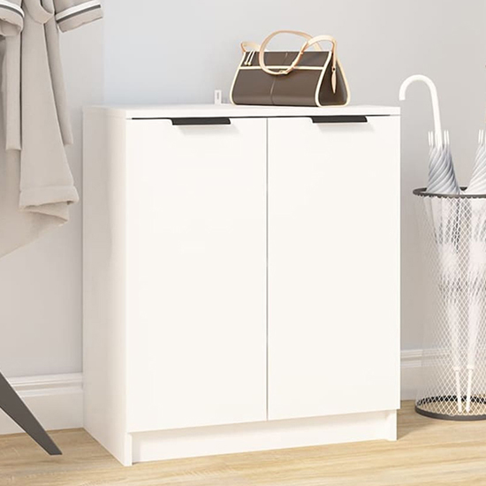 Photo of Betsi wooden shoe storage cabinet with 2 doors in white