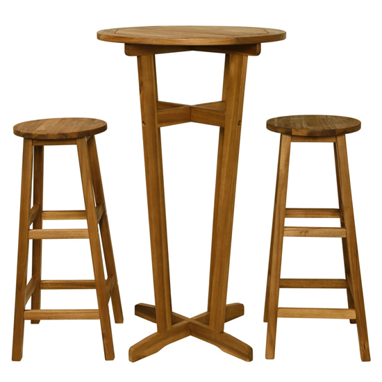 Betsy Wooden Bar Table With 2 Bar Stools In Brown_2